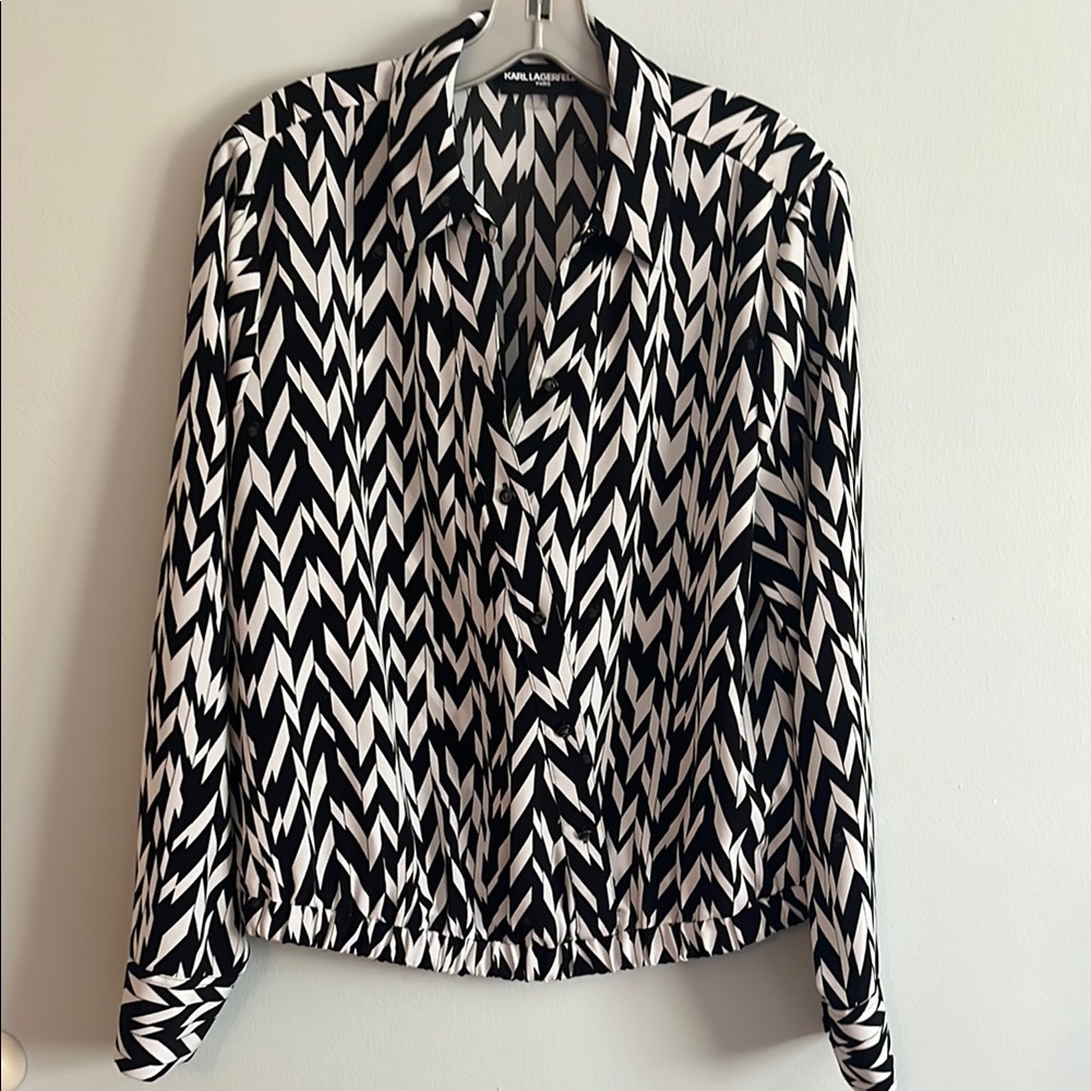 Karl Lagerfeld Black and White Button Down Shirt